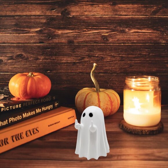 Halloween Resin Ghost Middle Finger Figurine Statue Decorations For Home Decor - Picture 5 of 7